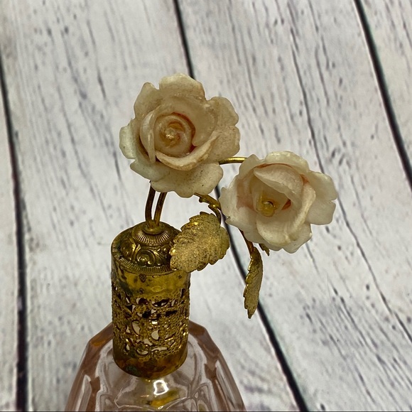 Vintage Tompadour pink rose gold perfume bottle - Picture 2 of 8